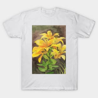 Yellow lilies watercolour painting T-Shirt